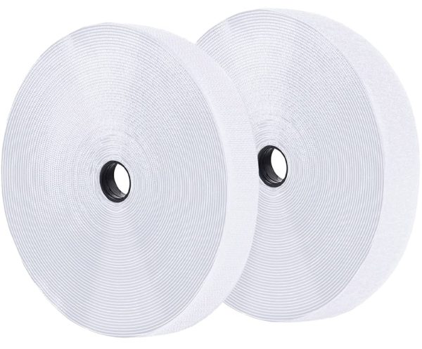 ADHESIVE HOOK & NON ADHESIVE LOOP VELCRO IN 25M ROLLS PER PAIR OF HOOK AND LOOP - MG-F-WH