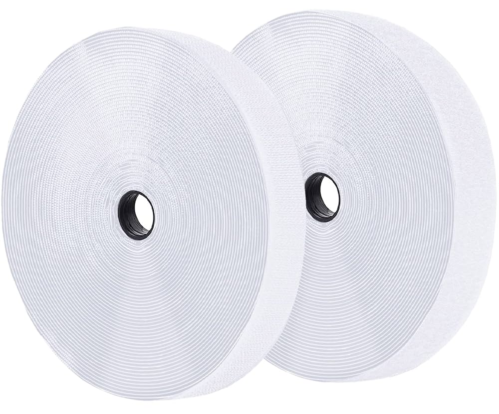71WBtgBN67L._UF1000,1000_QL80_ ADHESIVE HOOK & NON ADHESIVE LOOP VELCRO IN 25M ROLLS PER PAIR OF HOOK AND LOOP - MG-F-WH - Image 1